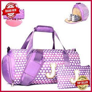 Personalized Travel Duffel Bag with Shoe Compartment and Makeup Pouch